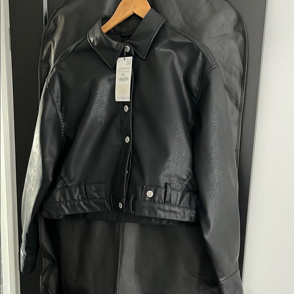 Zara Faux Leather Black Overshirt/ Jacket